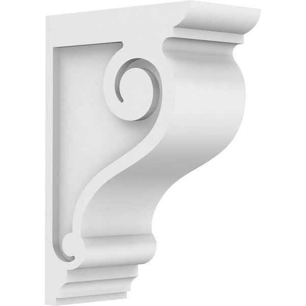 Ekena Millwork 3 in. x 12 in. x 8 in. Standard Scroll Architectural Grade PVC Corbel