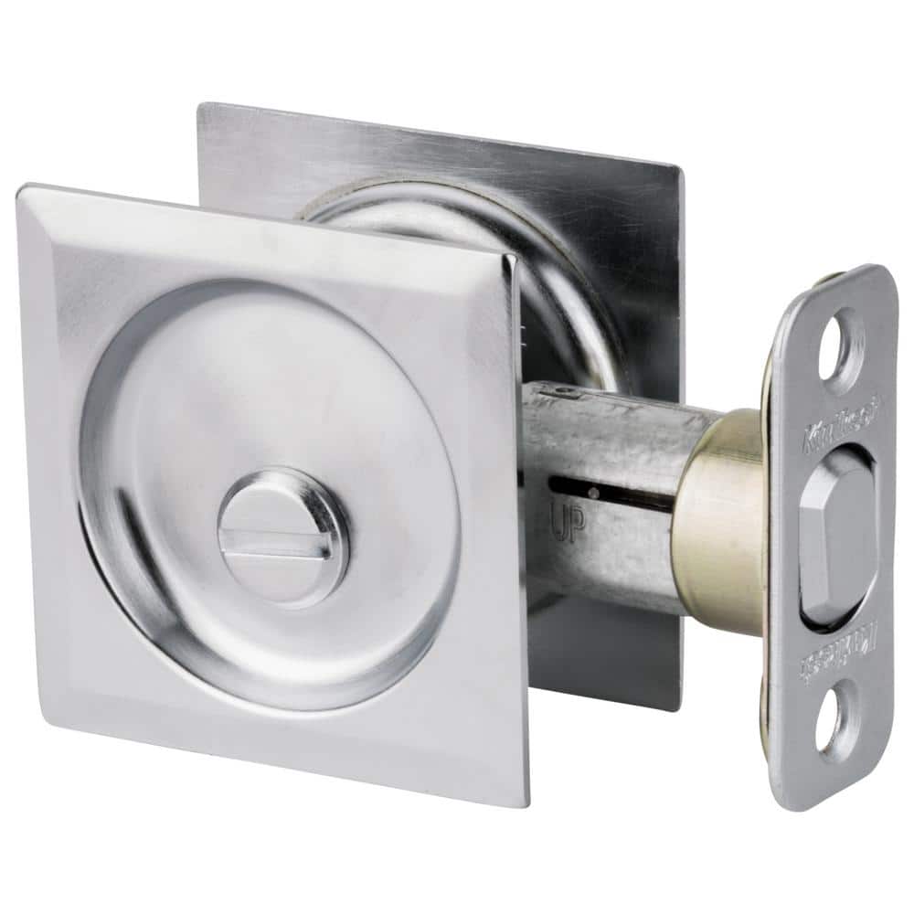 Kwikset Satin Chrome Square Bed/Bath Pocket Door Lock33526DSQTPCKTDR The Home Depot