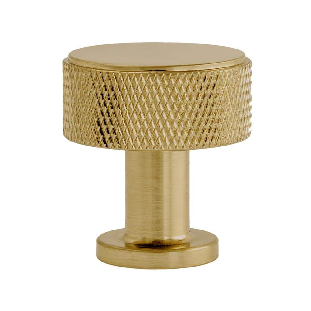 Kent 1-1/8" Round Brushed Brass Knurled Cabinet Knob
