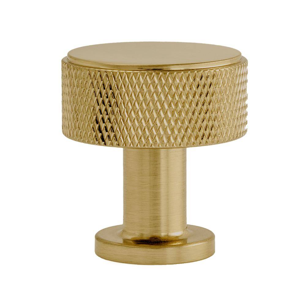 Kent 1-1/8" Round Brushed Brass Knurled Cabinet Knob