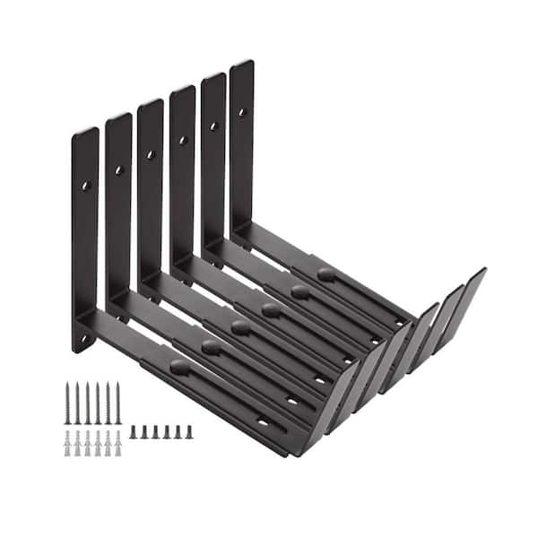 6 Pack Adjustable Black Iron Window Box Brackets Heavy Duty Outdoor Indoor Flower Planter Holder with Hardware