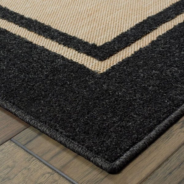 Beige, Black 2 ft. x 3 ft. Loomed Polypropylene Rectangle Indoor/Outdoor Area Rug