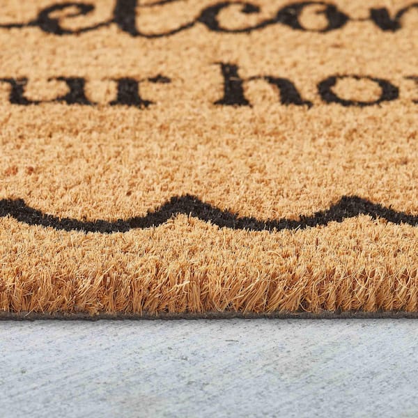 Welcome To Our Home 18 in. x 30 in. Natural Coir Indoor/Outdoor Door Mat Black