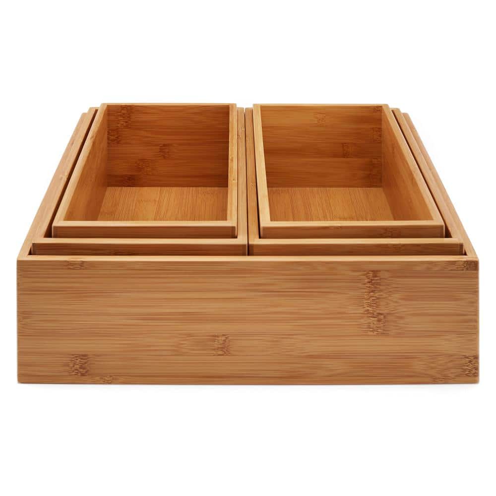 Natural Bamboo Multi-Size Storage Organizer Box Set