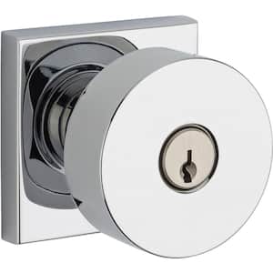 Reserve Contemporary Polished Chrome Square Keyed Entry Door Knob