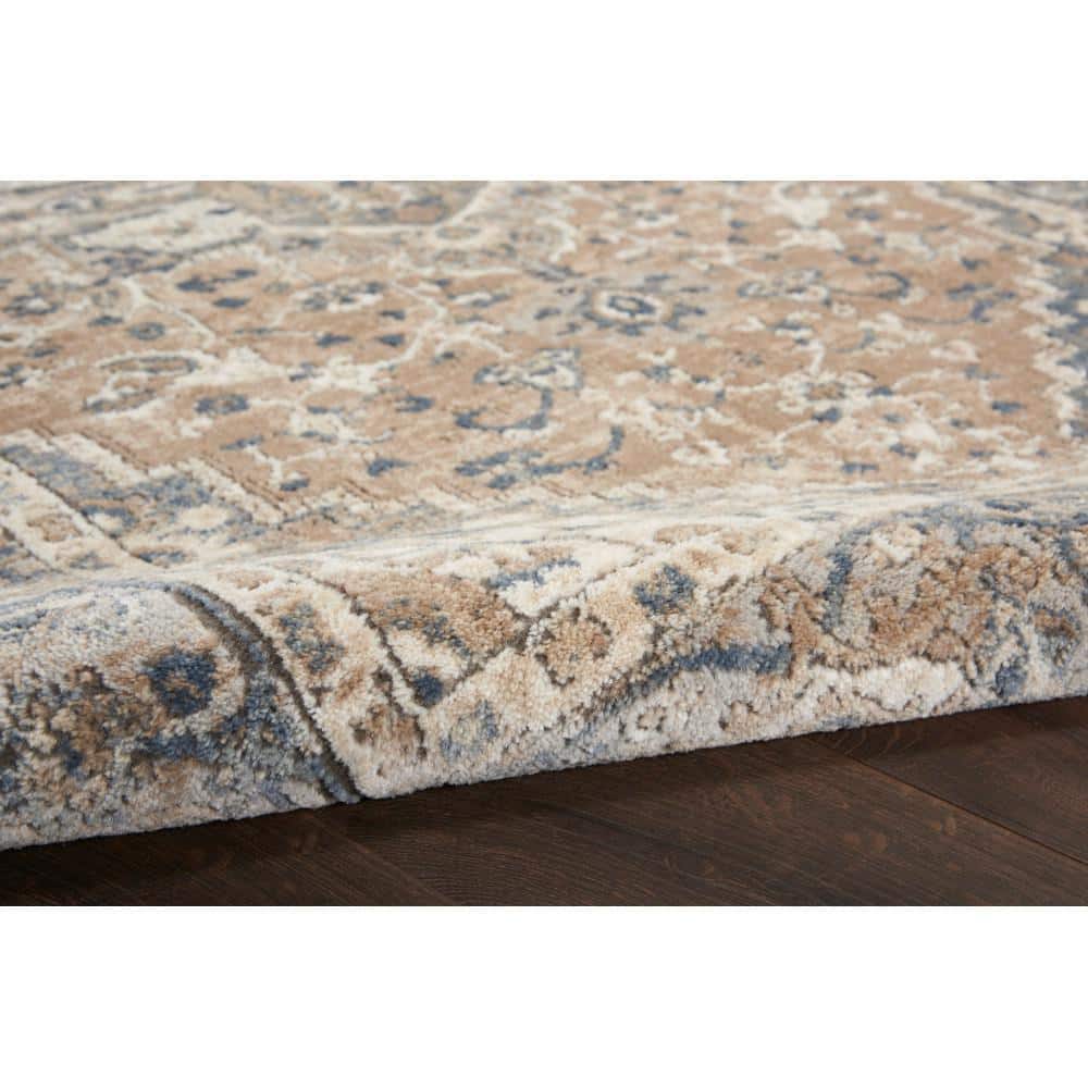 Elysian Beige & Grey Synthetic 26" Round Area Rug