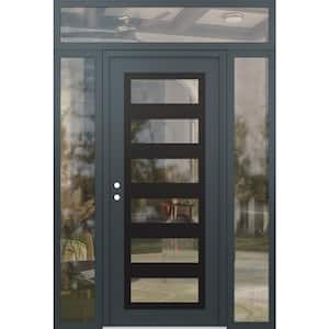 Tessari Doors C9 60 in. x 80 in. Black P Right-Hand/Inswing Clear