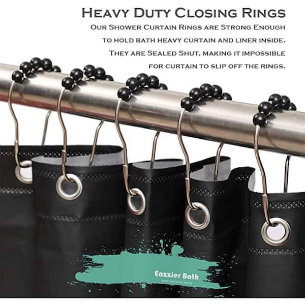 Dyiom Stainless Steel Shower Curtain Rings/Hooks, in Black B0B7VS83S6 - The  Home Depot
