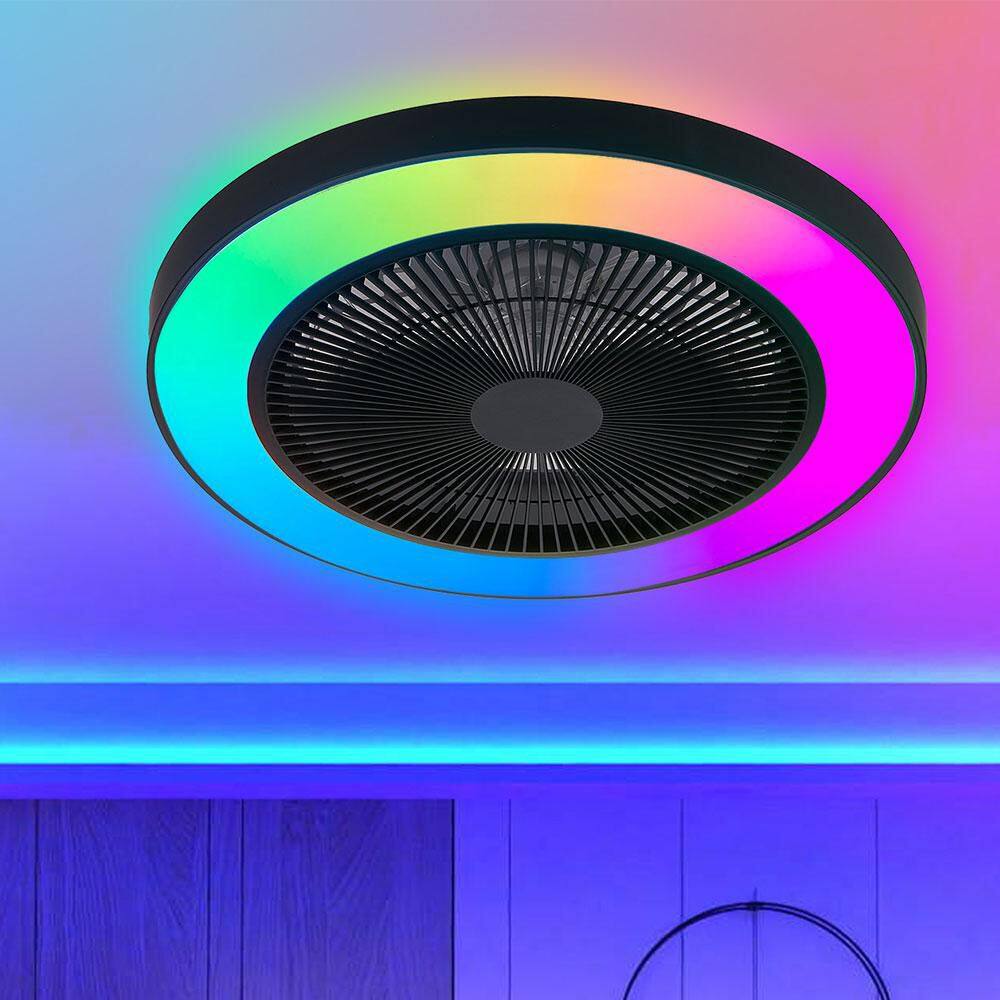 26 in. Black Flush Mount crystal Standard ceiling Fan with Integrated LED Light Fandelier Ceiling Fan Light Kit price history on PriceWatchPro