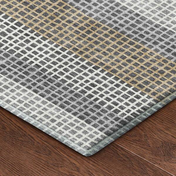 Mayfield Premium Machine Washable Abstract AMF2530 Gray 10 ft. x 14 ft. Area Rug