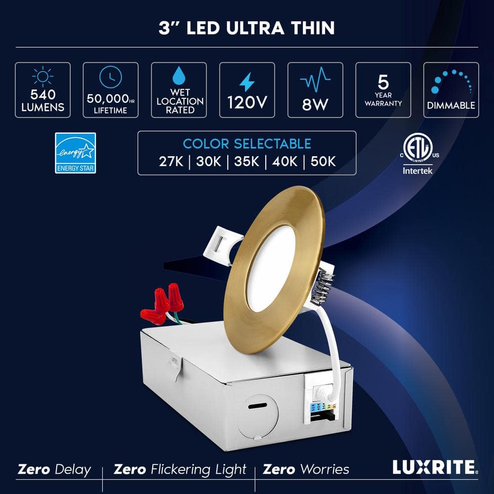 3-Inch Ultra Thin Brushed Nickel LED Recessed Light
