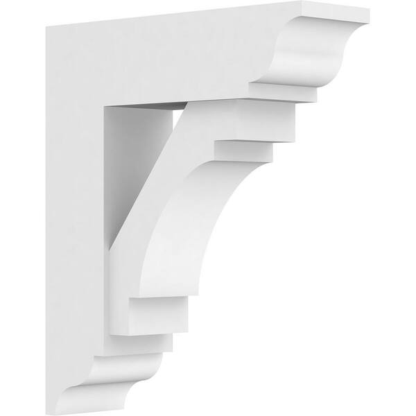 Ekena Millwork Standard Merced 3 in. W x 14 in. H x 12 in. D Signature Urethane Polyurethane Bracket With Traditional Ends