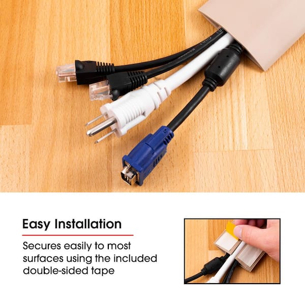 Cordinate 10 ft Cord Cover Floor, Cord Protector, Cord Management, Cord  Concealer, Cable Hider and Cable Raceway, Extension Cord Cover, Tan, 43002