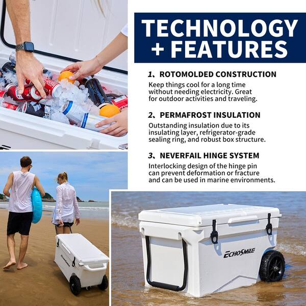 ITOPFOX 75 qt. New White Insulated Box, Chest Cooler with Wheels