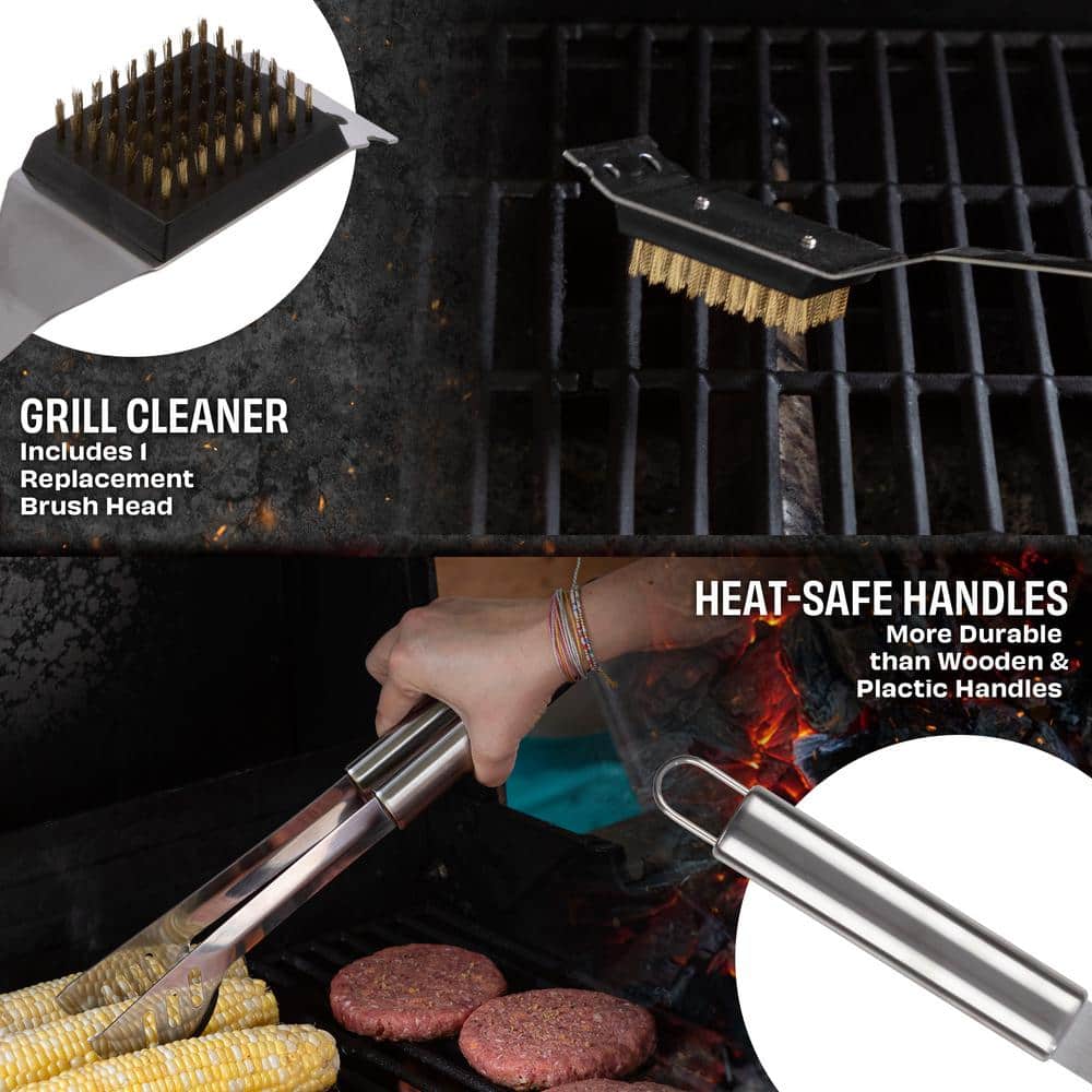 16-Piece Stainless Steel BBQ Grill Tool Set with Aluminum Case