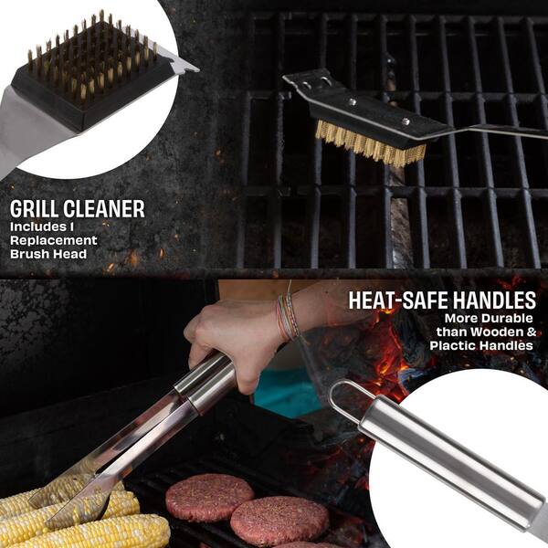 Pure Garden 16-Piece Stainless Steel BBQ Grill Tool Set with