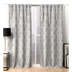 Circuit Ash Grey Ogee Woven Room Darkening Hidden Tab / Rod Pocket Curtain, 52 in. W x 84 in. L (Set of 2)