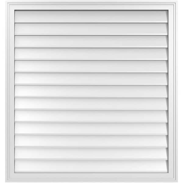Ekena Millwork 38 in. x 40 in. Vertical Surface Mount PVC Gable Vent: Decorative with Brickmould Frame