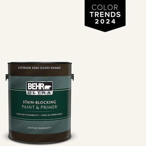 BEHR ULTRA 1 gal. Designer Collection #DC-001 Whipped Cream Semi-Gloss Enamel Exterior Paint & Primer