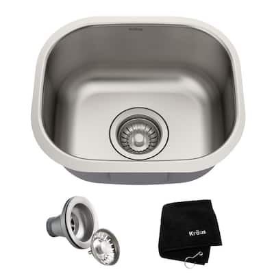 Premier 18 Gauge Stainless Steel 15 in. Undermount Bar Sink