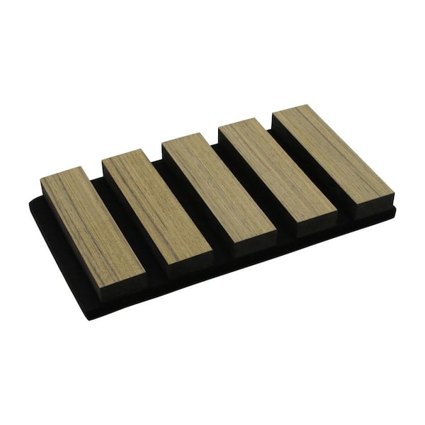 sunwings Teak 6.65 in. x 4.13 in. x 1.73 in. Wood Slat Acoustic Decorative 3D Sound Absorbing Wall Panel (0.19 sq. ft.)