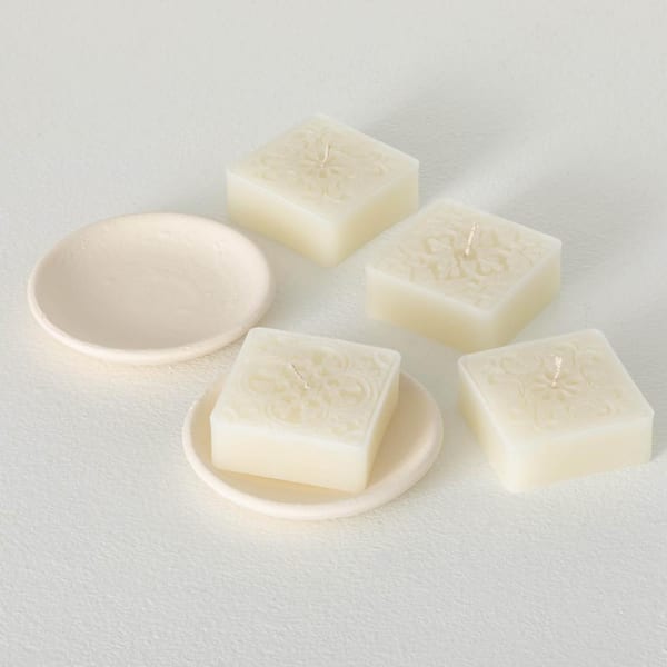 Vance Kitira Cream Candles and Dish Gift Set