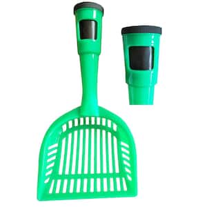 Dog And Cat Pooper Scooper, Poopin-Scoopin Litter Shovel with Built-In Waste Bag Handle Holster, Green