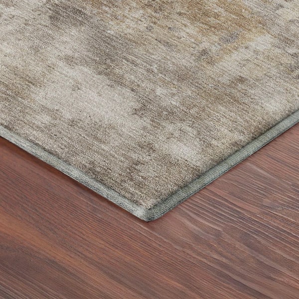 Mayfield Premium Machine Washable Abstract AMF2369 Pewter 8 ft. x 8 ft. Round Rug