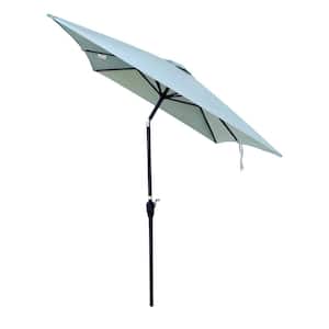 9 ft. Steel Patio Umbrella in Frosty Green with Crank and Push Button Tilt