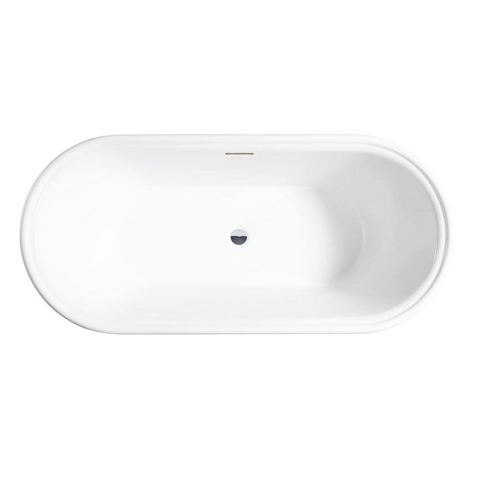 White Acrylic Freestanding Soaking Bathtub with Overflow Drain