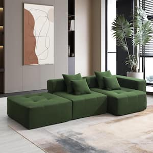 105.5 in. W Square Arm Corduroy Velvet L-Shaped Modular Sofa in. Green