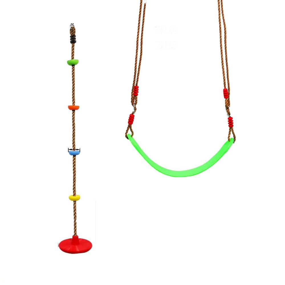 Multicolor Swing with Red Disc Seat and Platforms - Outdoor
