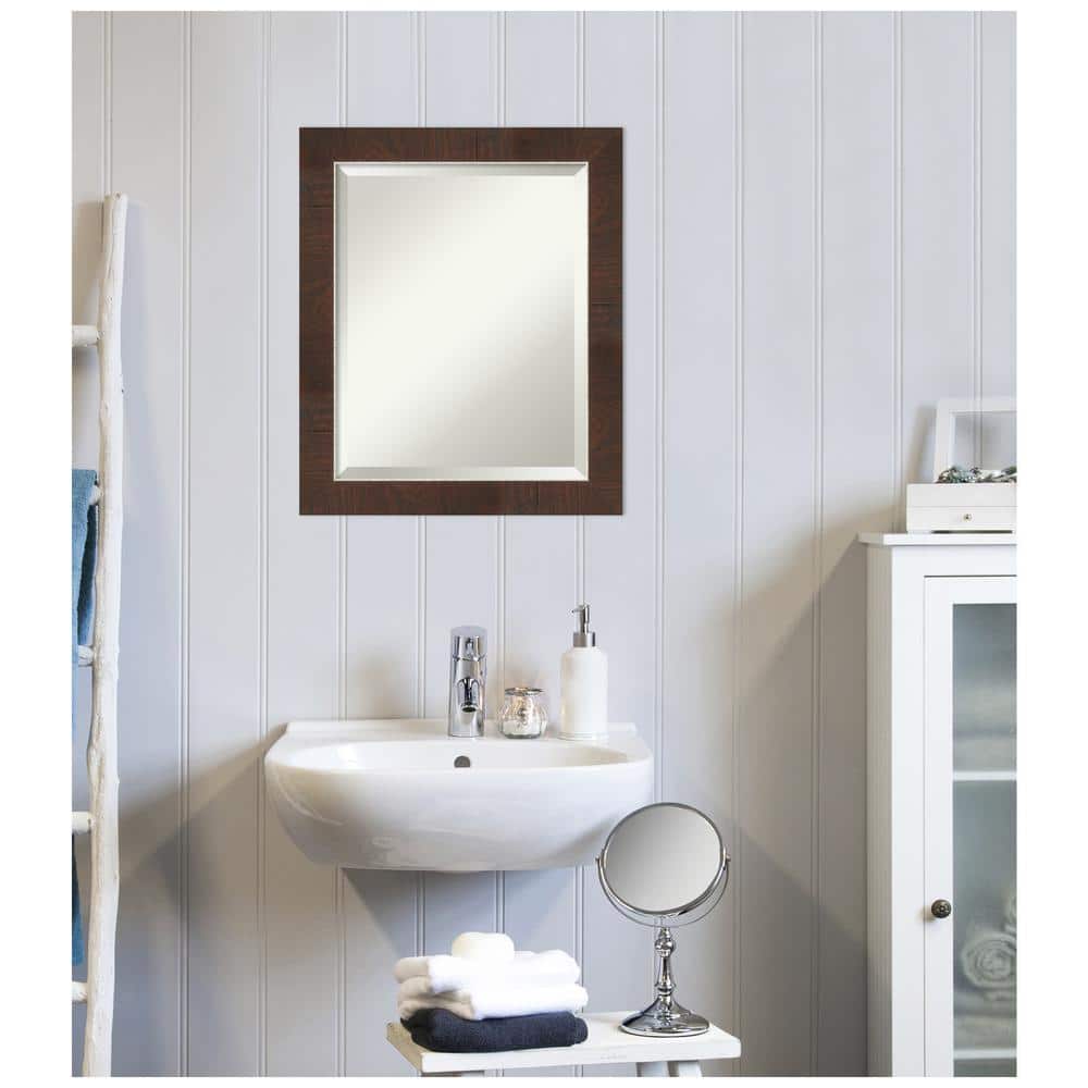 Wildwood Brown and Silver Rectangular Beveled Wall Mirror