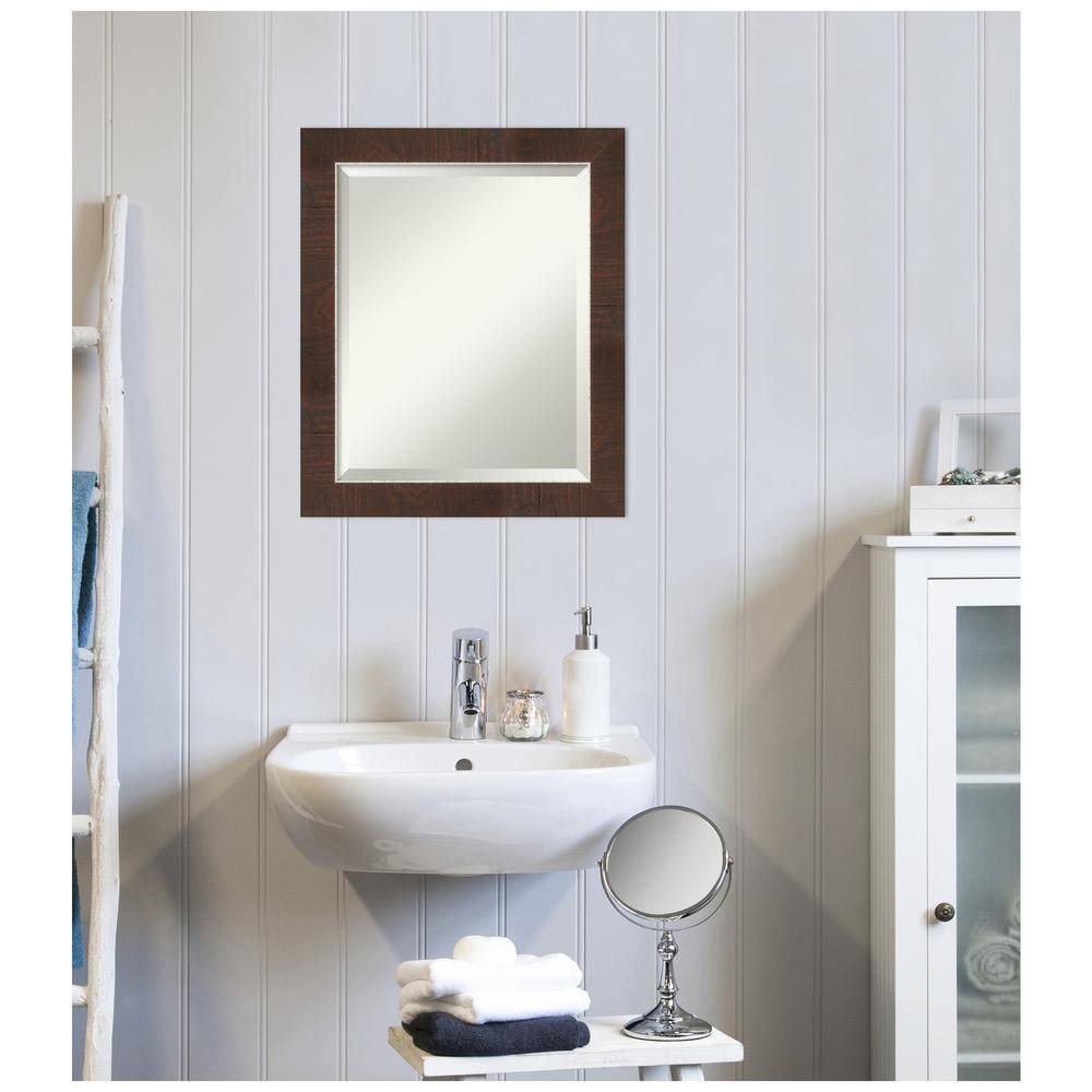 Wildwood Brown and Silver Rectangular Beveled Wall Mirror
