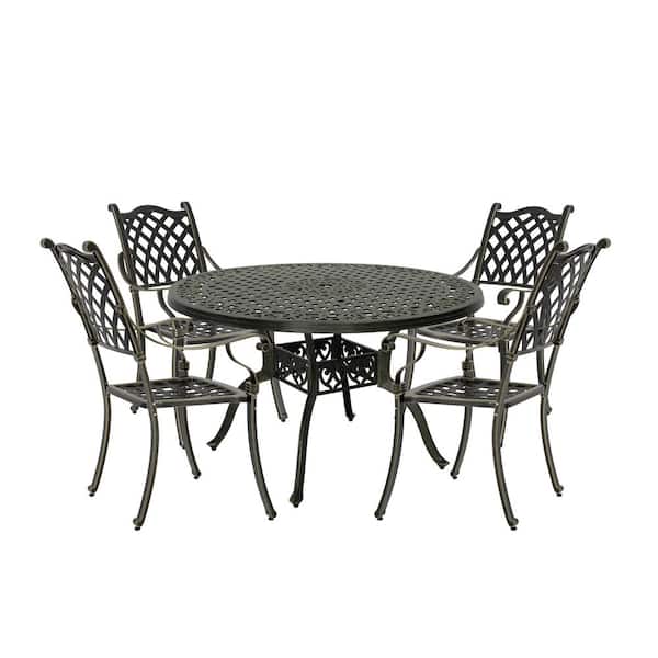 Clihome Bronze 5-Piece Cast Aluminum Patio Dining Set