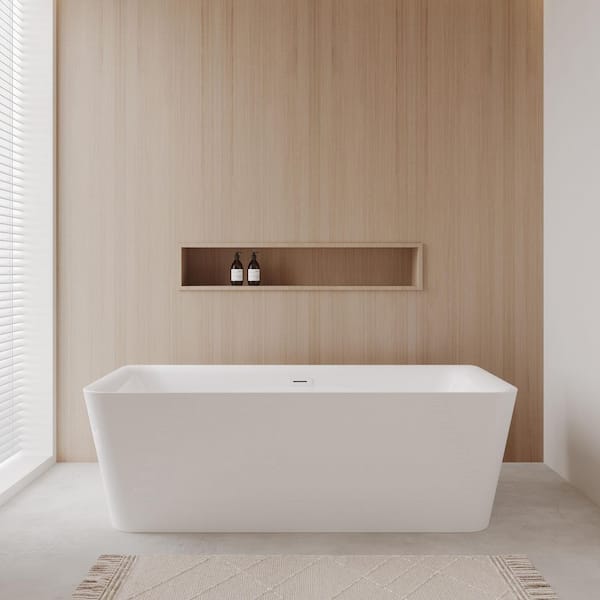 Emily 68.88 in. Acrylic Flatbottom Bathtub in White with Shiny White Trim