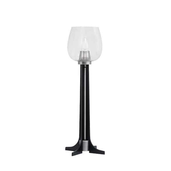Unbranded Delgado 23 in. Graphite Matte Black Accent Lamp Clear Bubble Glass Shade