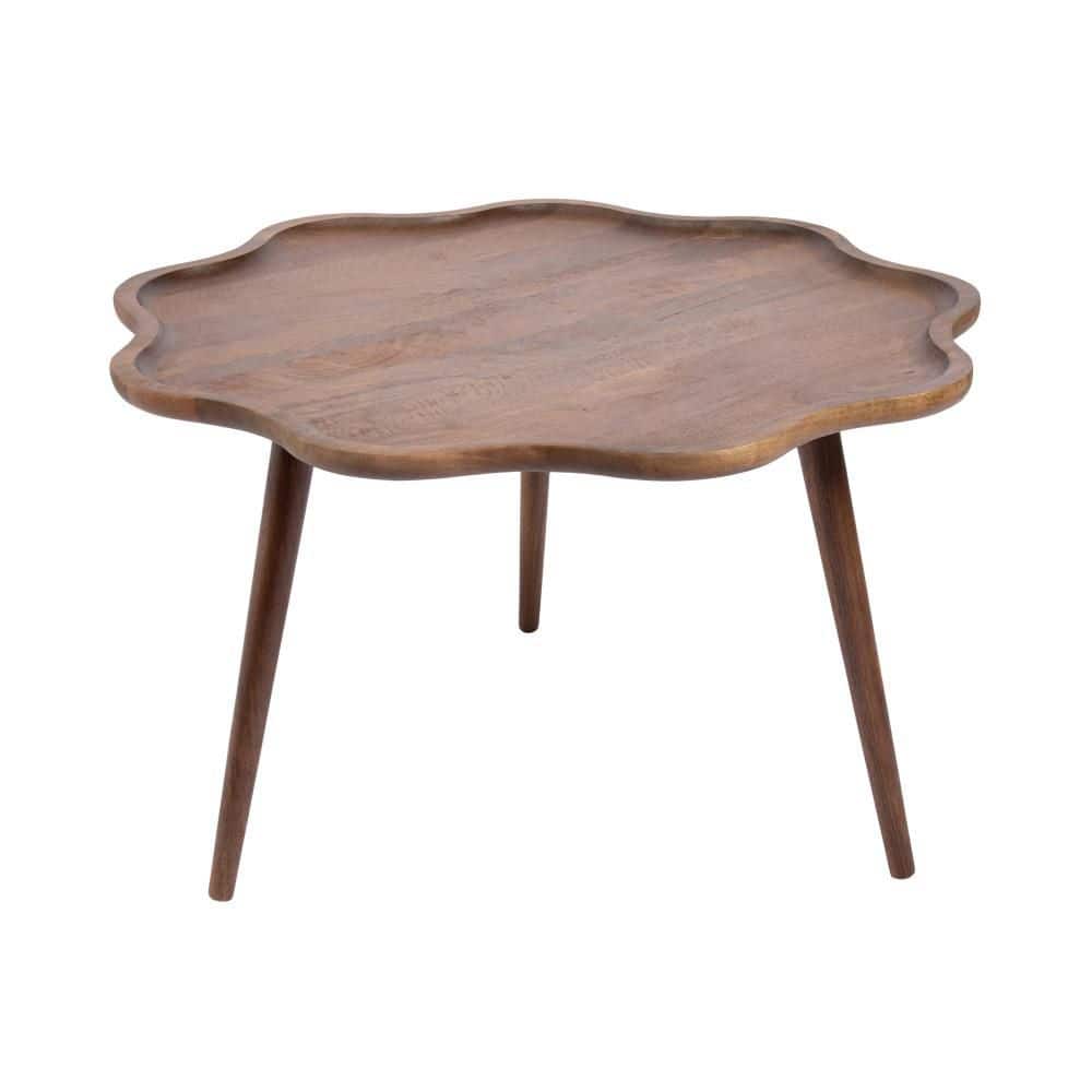 Alezar 30 in. Walnut Brown Round Wood Coffee Table