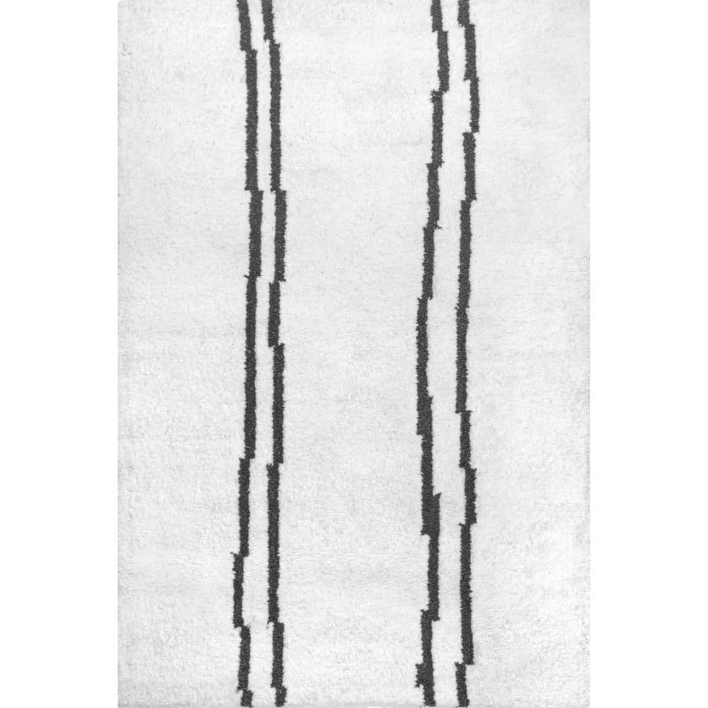 Isis Handmade Striped Modern Area Rug Ivory 5 ft. x 8 ft. Area Rug price history on PriceWatchPro