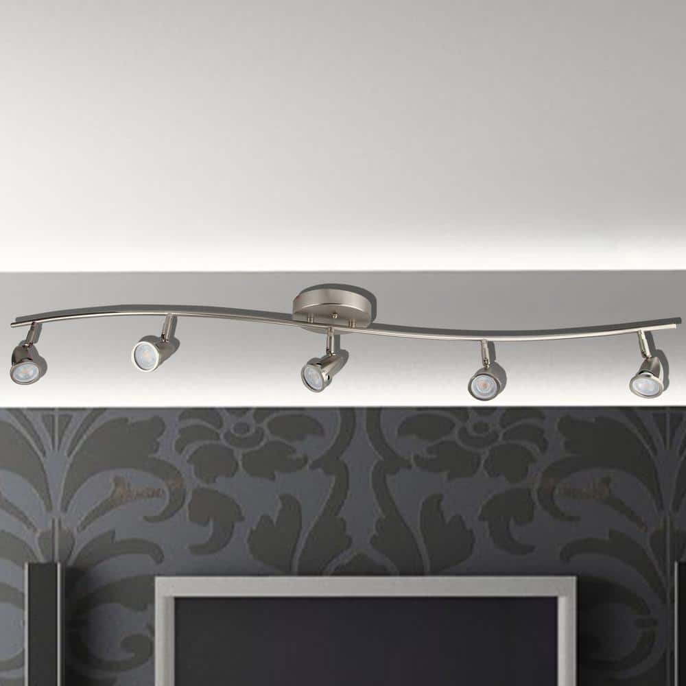 Brushed Nickel 52" LED Flush Mount Ceiling Light with Glass Shades
