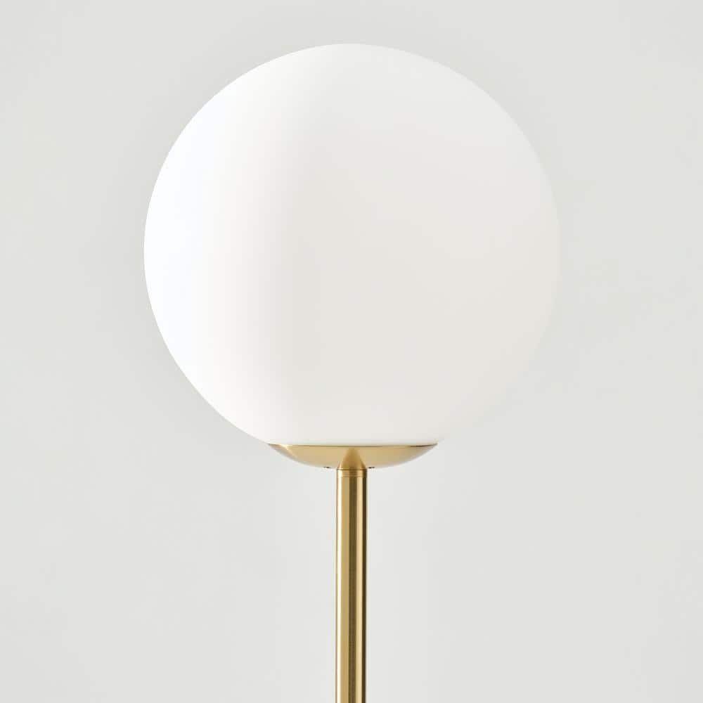 Luna Frosted Glass Globe Adjustable LED Floor Lamp for Kids in Brass