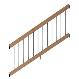 6 ft. Walnut-Tone Southern Yellow Pine Stair Rail Kit with Aluminum Round Balusters