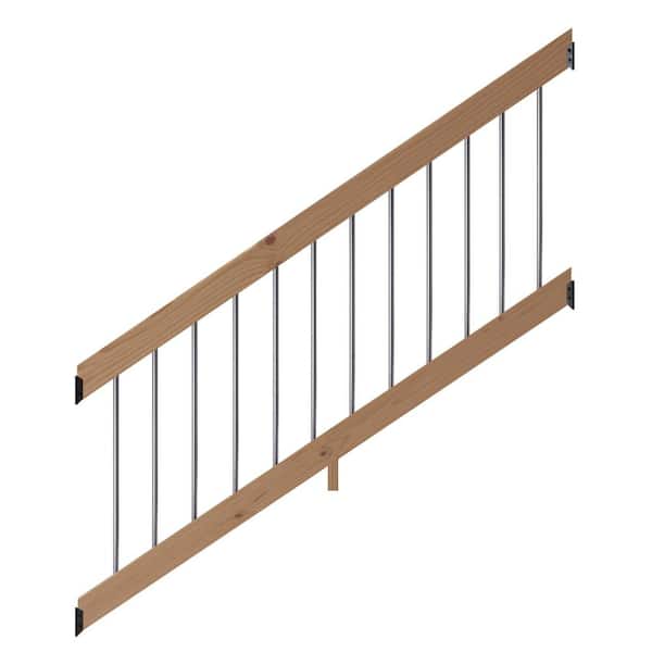 ProWood 6 ft. Walnut-Tone Southern Yellow Pine Stair Rail Kit with Aluminum Round Balusters