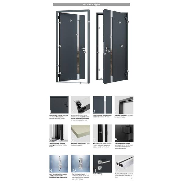 VDOMDOORS 6777 104 in. x 80 in. Left Hand/Outswing 2 Side Tinted