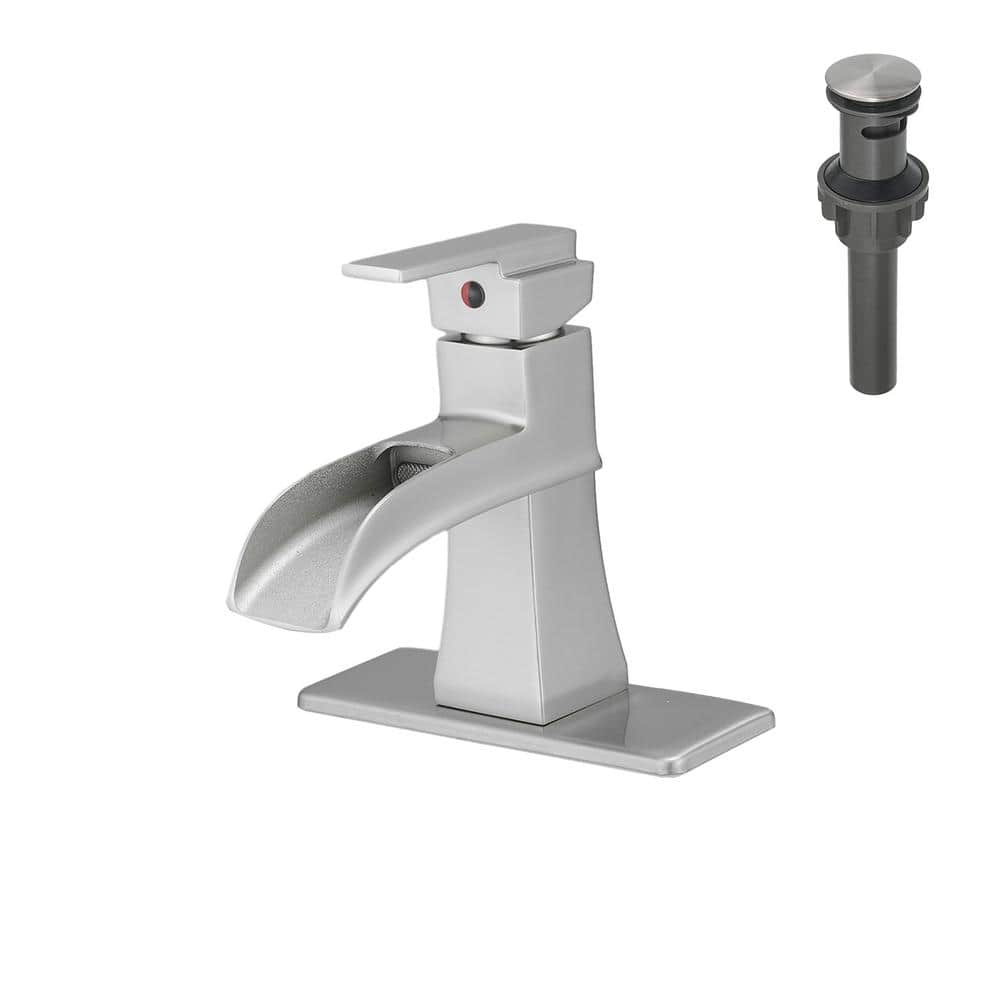 Single Hole Single-Handle Low-Arc Bathroom Faucet With Pop-Up Drain Assembl