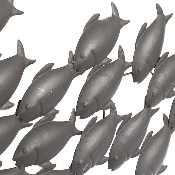 53 in. x 20 in. Metal Dark Brown Fish Wall Decor