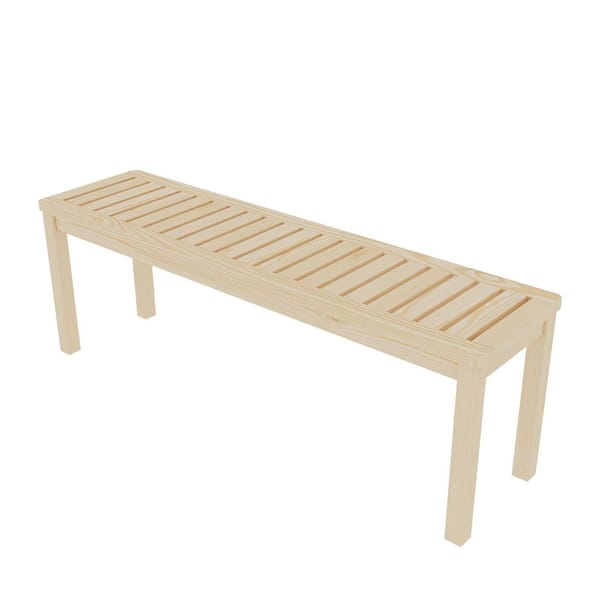 Solid Wood Outdoor Ottoman, Patio Bench