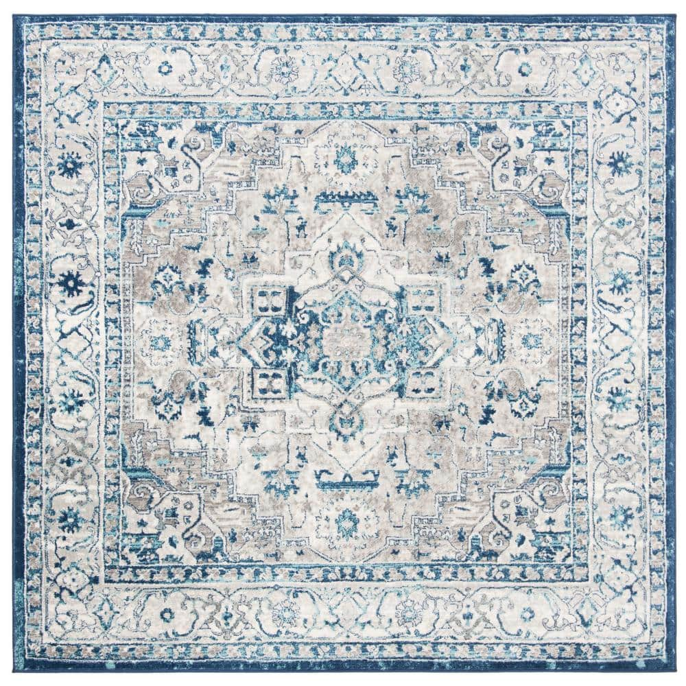 SAFAVIEH Brentwood Light Gray/Blue 11 ft. x 11 ft. Square Distressed ...