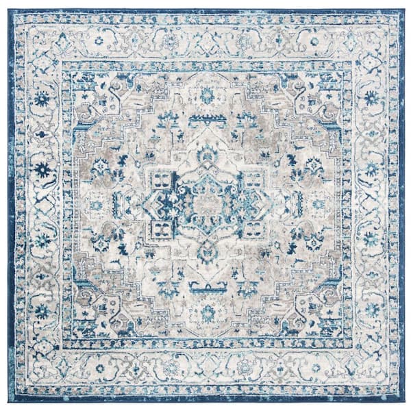 SAFAVIEH Brentwood Light Gray/Blue 11 ft. x 11 ft. Square Distressed Medallion Area Rug