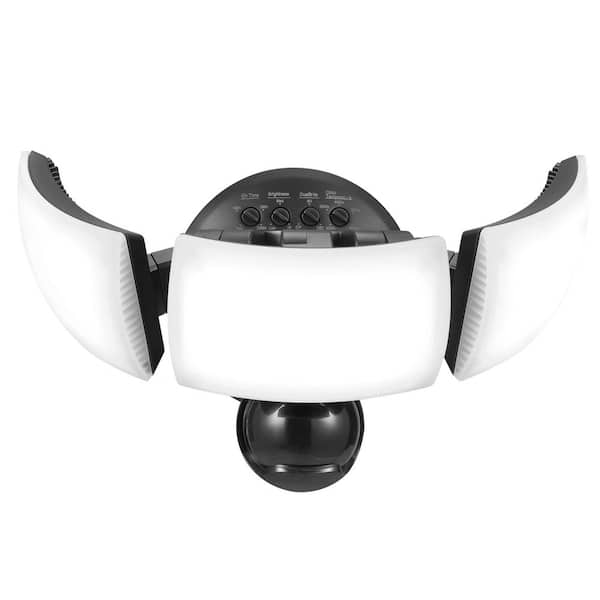 MaxDetect 240° Black Motion Sensing Wired Outdoor 3-Head LED Security Flood Light 3000 Lumens with 5CCT and DualBrite